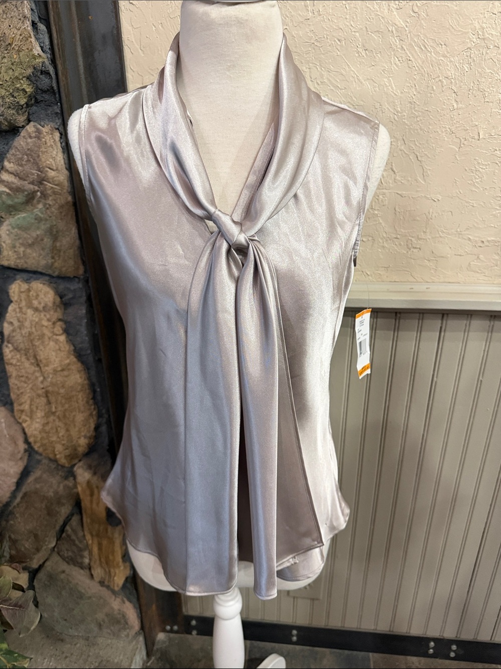 Silky Silver Tie-Neck Camisole